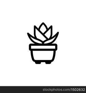 plant in flower pot icon, line art design