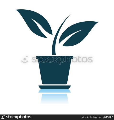 Plant In Flower Pot Icon. Shadow Reflection Design. Vector Illustration.