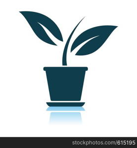 Plant In Flower Pot Icon. Shadow Reflection Design. Vector Illustration.