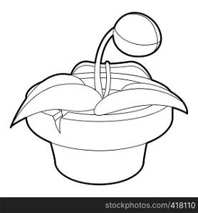 Plant in pot icon. Outline illustration of plant in pot vector icon for web. Plant in pot icon, outline style
