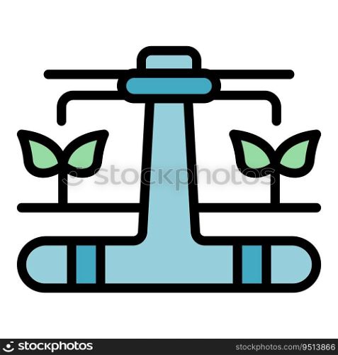 Plant irrigation system icon outline vector. Automatic farm. Spray pipe color flat. Plant irrigation system icon vector flat