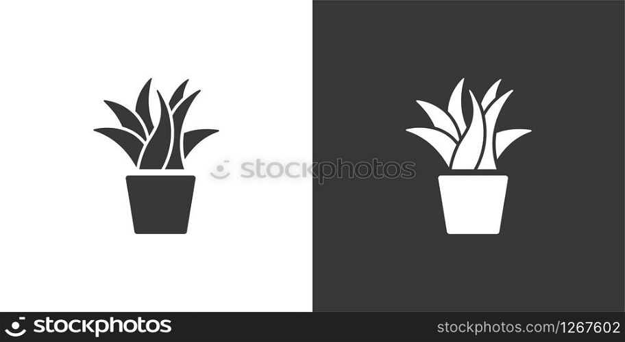 Plant. Isolated icon on black and white background. Gardening glyph vector illustration