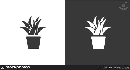 Plant. Isolated icon on black and white background. Gardening glyph vector illustration