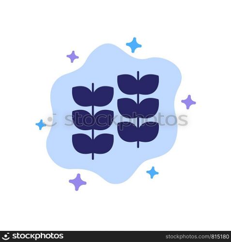 Plant, Leaf, Plant, Growth Blue Icon on Abstract Cloud Background