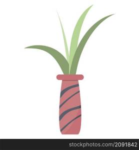 Plant leaves in a pot, beautiful green houseplant isolated vector. Simple trendy flat style for interior garden decoration design.. Plant leaves in a pot, beautiful green houseplant isolated vector.