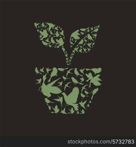 Plant made of birds. A vector illustration