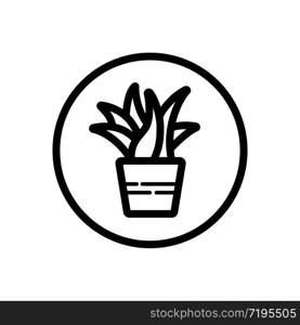 Plant. Outline icon in a circle. Isolated nature vector illustration