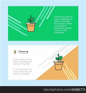 Plant pot abstract corporate business banner template, horizontal advertising business banner.