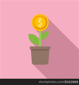 Plant pot estate icon flat vector. Real financial. Sale credit. Plant pot estate icon flat vector. Real financial