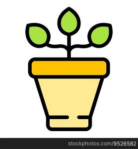 Plant pot icon outline vector. Soul spa. Stress reduction color flat. Plant pot icon vector flat