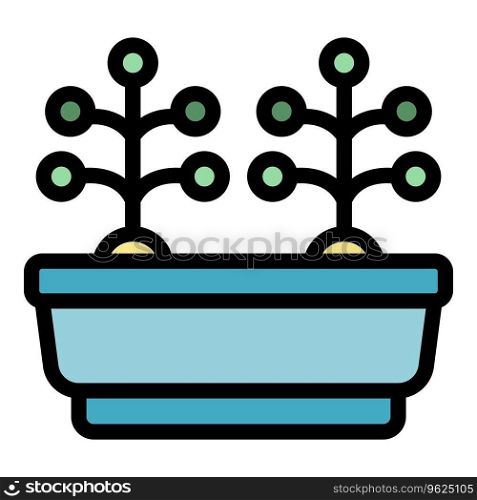Plant pot icon outline vector. Summer home. Eco food color flat. Plant pot icon vector flat