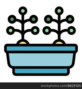 Plant pot icon outline vector. Summer home. Eco food color flat. Plant pot icon vector flat
