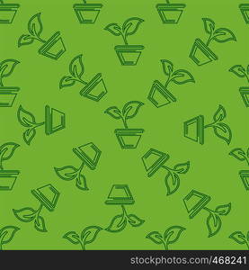 Plant Pot Icon Seamless Pattern Vector Art Illustration