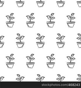 Plant Pot Icon Seamless Pattern Vector Art Illustration