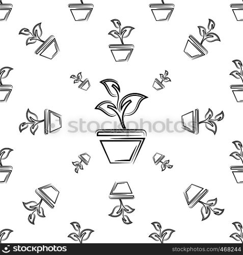 Plant Pot Icon Seamless Pattern Vector Art Illustration