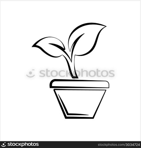 Plant Pot Icon Vector Art Illustration. Plant Pot Icon