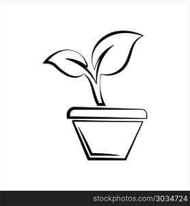 Plant Pot Icon Vector Art Illustration. Plant Pot Icon