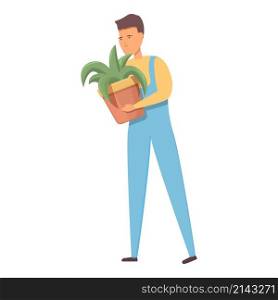 Plant pot relocation icon cartoon vector. House move. People storage. Plant pot relocation icon cartoon vector. House move