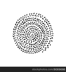 Plant round abstract botanical textures. Hand-drawn texture in a circle. Vector