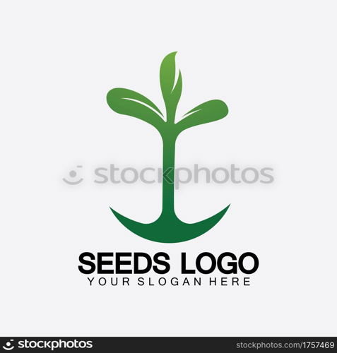 Plant Seeds Logo Concept Template Vector.growing seed logo.Seed grow Vector logo illustration design template