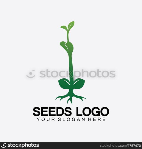 Plant Seeds Logo Concept Template Vector Growing Seed Logo Seed Grow