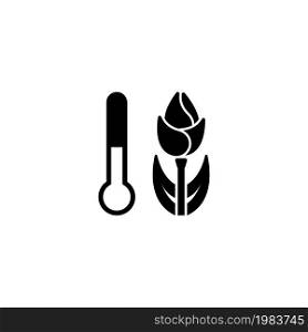 Plant Temperature, Flower Growth. Flat Vector Icon illustration. Simple black symbol on white background. Plant Temperature, Flower Growth sign design template for web and mobile UI element. Plant Temperature, Flower Growth Flat Vector Icon