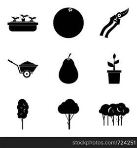 Plant transplantation icons set. Simple set of 9 plant transplantation vector icons for web isolated on white background. Plant transplantation icons set, simple style