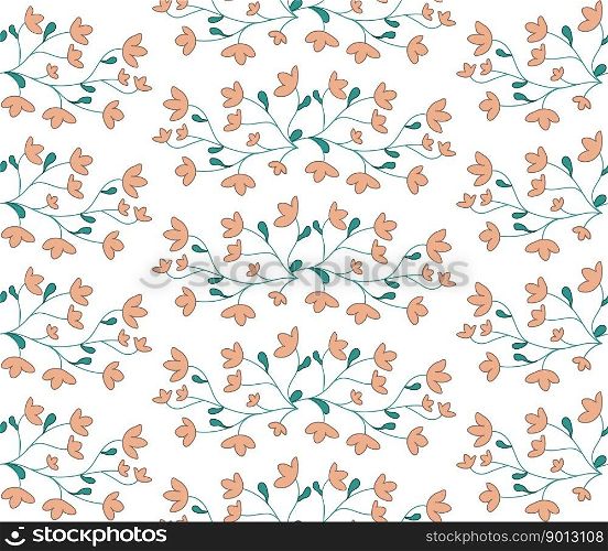 Plant twig seamless pattern. Branch with flowers Vector illustration for background, banners, cover, books, brochures, fabric, clothing, papers, notebook, card, fabric, scrapbooking.. Plant twig seamless pattern. Branch with flowers Vector illustration for background, cover, fabric.