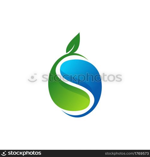 plant water drop ecology logo, natural waterdrop symbol icon vector design