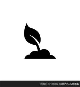 Planting Tree, Young Sprout Leaf. Flat Vector Icon illustration. Simple black symbol on white background. Planting Tree, Young Sprout Leaf sign design template for web and mobile UI element. Planting Tree, Young Sprout Leaf Flat Vector Icon