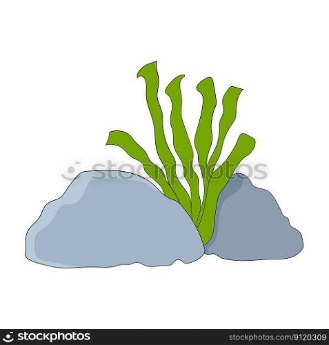 plants growing among the rocks. vector design illustration art