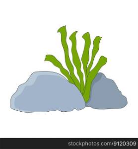 plants growing among the rocks. vector design illustration art