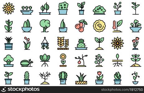 Plants icon. Outline plants vector icon thin line color flat on white. Plants icon, outline style