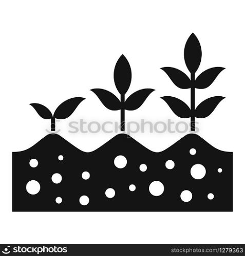 Plants in soil icon. Simple illustration of plants in soil vector icon for web design isolated on white background. Plants in soil icon, simple style