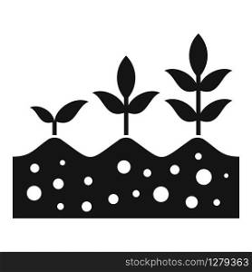 Plants in soil icon. Simple illustration of plants in soil vector icon for web design isolated on white background. Plants in soil icon, simple style