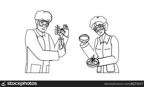 plants laboratory vector. biology science, research biotechnology, lab test, chemistry tube plants laboratory character. people Illustration. plants laboratory vector