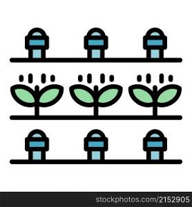 Plants water irrigation icon. Outline plants water irrigation vector icon color flat isolated. Plants water irrigation icon color outline vector