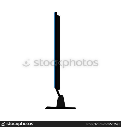 Plasma TV equipment electronic entertainment vector icon side view. Television flat smart screen interior