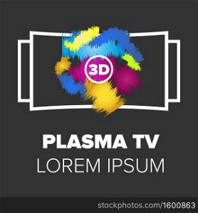 Plasma TV icon. Monitor icon with black background. Plasma TV icon
