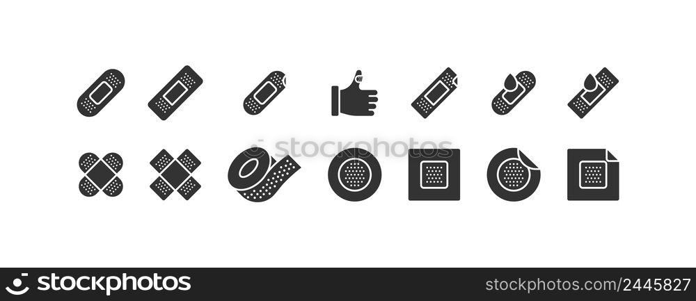 Plaster icon set. Wound protection, wound dressing vector desing.