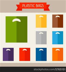 Plastic bags colored templates for your design in flat style.
