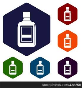 Plastic bottle icons set hexagon isolated vector illustration. Plastic bottle icons set hexagon