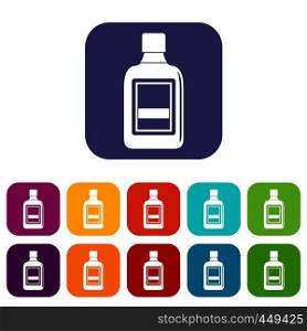 Plastic bottle icons set vector illustration in flat style In colors red, blue, green and other. Plastic bottle icons set flat