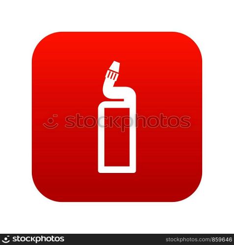Plastic bottle of drain cleaner icon digital red for any design isolated on white vector illustration. Plastic bottle of drain cleaner icon digital red