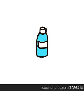plastic bottle of water isolated on a white cartoon ink pen Icon sketch style Vector illustration for web logo. plastic bottle of water isolated on a white background