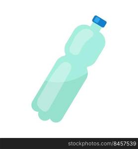 Plastic bottle semi flat color vector object. Full sized item on white. Plastic pollution and recycling. Drink container. Simple cartoon style illustration for web graphic design and animation. Plastic bottle semi flat color vector object
