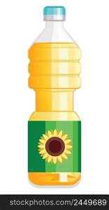 Plastic bottle with vegetable sunflower oil illustration
