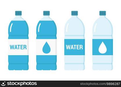 Plastic bottles with water, flat style, vector eps10 illustration. Bottles of Water