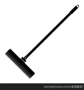 Plastic broom black simple icon isolated on white background. Plastic broom black simple icon