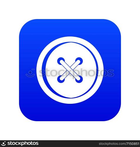 Plastic button icon digital blue for any design isolated on white vector illustration. Plastic button icon digital blue